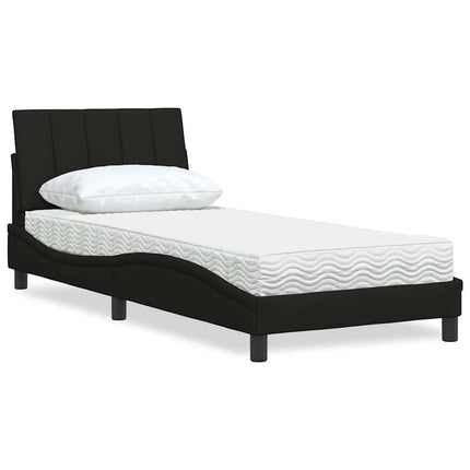 Letto con Materasso Nero 90x190 cm in Tessuto