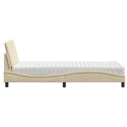 Letto con Materasso Crema 90x190 cm in Tessuto