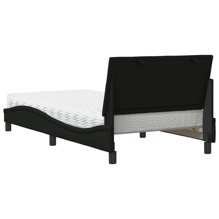 Letto con Materasso Nero 100x200 cm in Tessuto