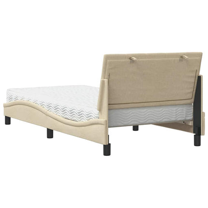 Letto con Materasso Crema 100x200 cm in Tessuto