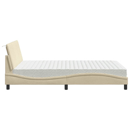 Letto con Materasso Crema 120x200 cm in Tessuto