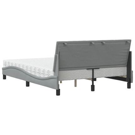 Letto con Materasso Grigio Chiaro 140x190cm Tessuto