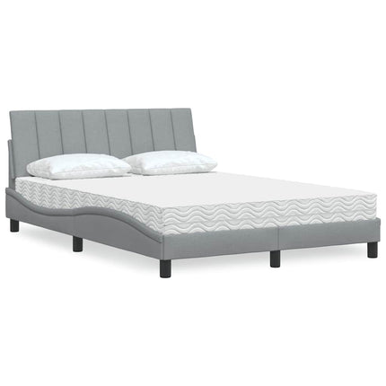 Letto con Materasso Grigio Chiaro 140x190cm Tessuto