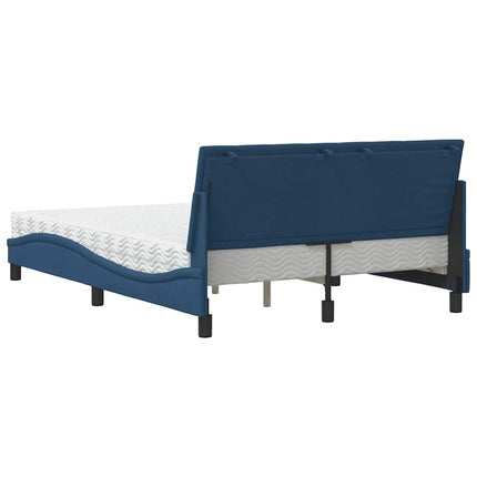 Letto con Materasso Blu 140x190 cm in Tessuto