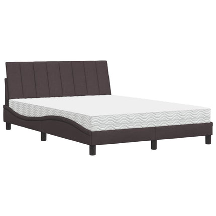 Letto con Materasso Marrone Scuro 140x200cm Tessuto