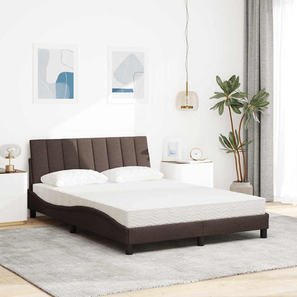 Letto con Materasso Marrone Scuro 140x200cm Tessuto