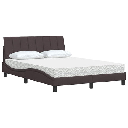 Letto con Materasso Marrone Scuro 140x200cm Tessuto