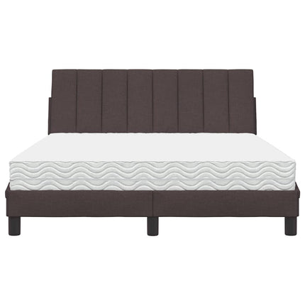 Letto con Materasso Marrone Scuro 140x200cm Tessuto