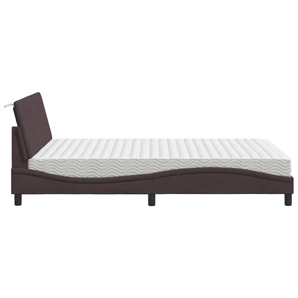 Letto con Materasso Marrone Scuro 140x200cm Tessuto