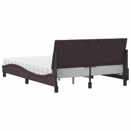 Letto con Materasso Marrone Scuro 140x200cm Tessuto