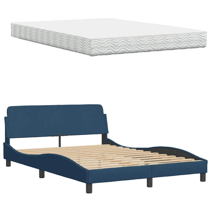 Letto con Materasso Blu 140x200 cm in Tessuto