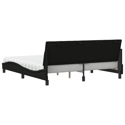 Letto con Materasso Nero 180x200 cm in Tessuto