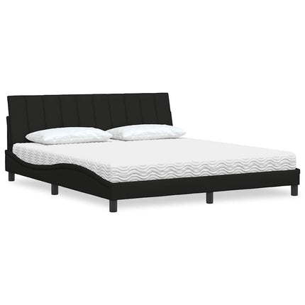 Letto con Materasso Nero 180x200 cm in Tessuto