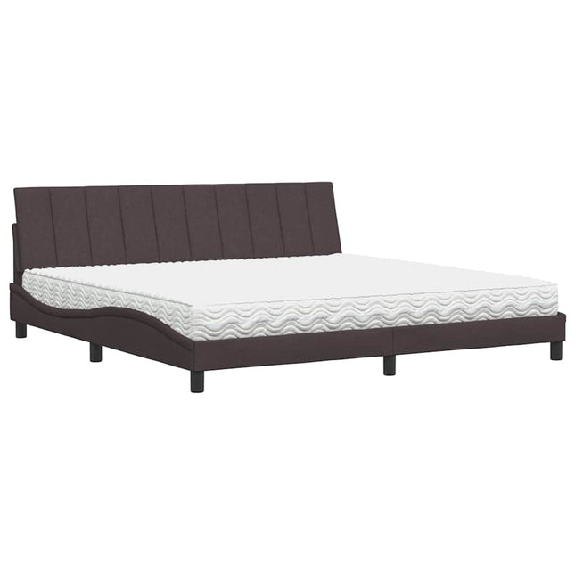 Letto con Materasso Marrone Scuro 200x200 cm in Tessuto