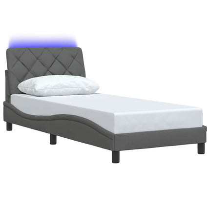 Giroletto con LED senza Materasso Grigio Scuro 90x190cm Tessuto