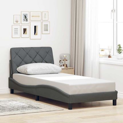 Giroletto con LED senza Materasso Grigio Scuro 90x190cm Tessuto