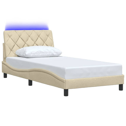 Giroletto con LED senza Materasso Crema 100x200 cm in Tessuto