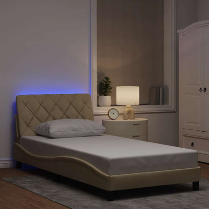 Giroletto con LED senza Materasso Crema 100x200 cm in Tessuto