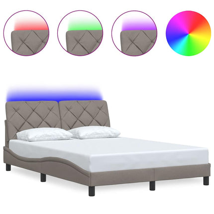 Giroletto con LED senza Materasso Tortora 140x200 cm in Tessuto