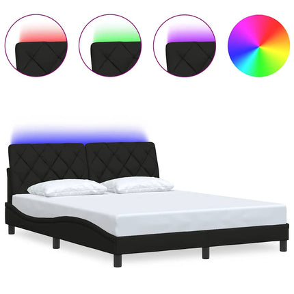 Giroletto con LED senza Materasso Nero 160x200 cm in Tessuto