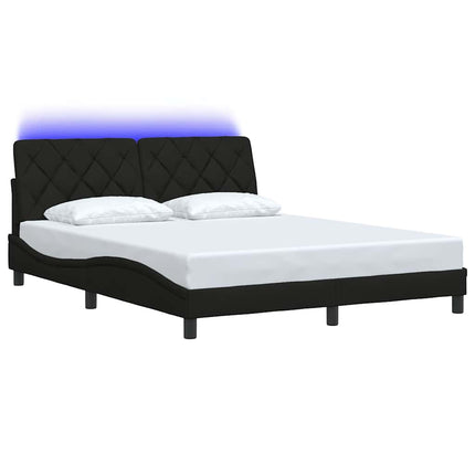 Giroletto con LED senza Materasso Nero 160x200 cm in Tessuto