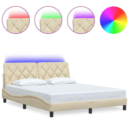 Giroletto con LED senza Materasso Crema 160x200 cm in Tessuto