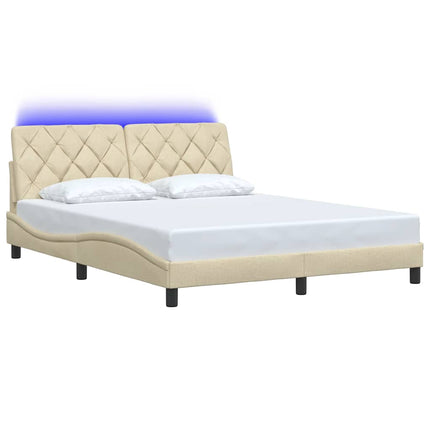 Giroletto con LED senza Materasso Crema 160x200 cm in Tessuto
