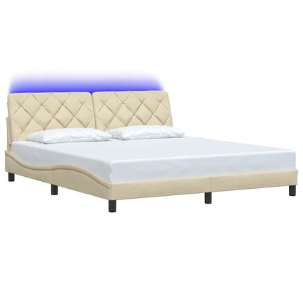 Giroletto con LED senza Materasso Crema 180x200 cm in Tessuto