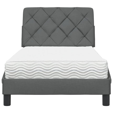 Letto con Materasso Grigio Scuro 90x190 cm in Tessuto