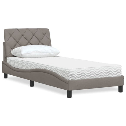 Letto con Materasso Tortora 90x200 cm in Tessuto