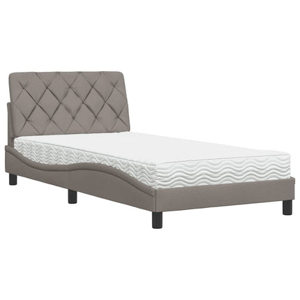 Letto con Materasso Tortora 100x200 cm in Tessuto