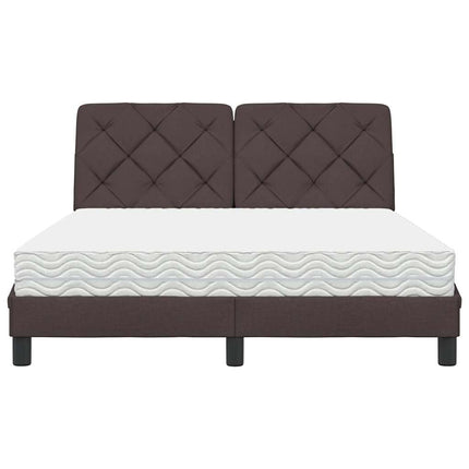 Letto con Materasso Marrone Scuro 140x200cm Tessuto