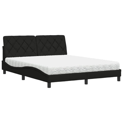 Letto con Materasso Nero 160x200 cm in Tessuto