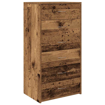 Credenza con 6 Cassetti Legno Antico 50x34x96 cm in Truciolato