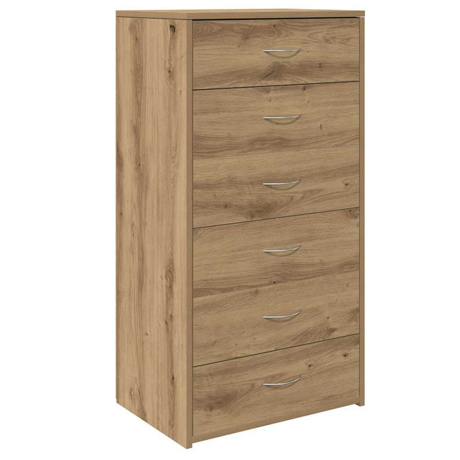 Credenza 6 Cassetti Rovere Artigianale 50x34x96cm Truciolato