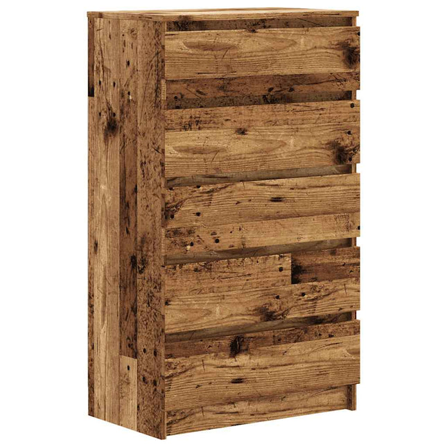 Cassettiera Legno Antico 60x36x103 cm in Legno Multistrato
