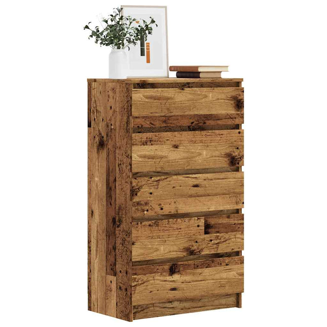 Cassettiera Legno Antico 60x36x103 cm in Legno Multistrato