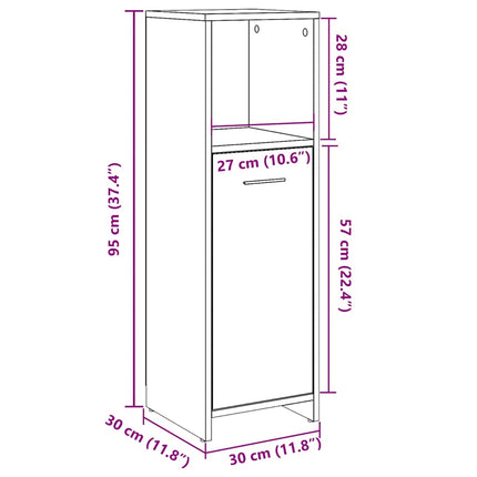 Mobile da Bagno Legno Antico 30x30x95 cm in Legno Multistrato