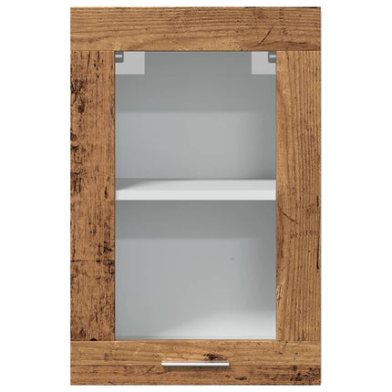 Mobile Pensile Vetro Legno Antico 40x31x60 cm Legno Multistrato