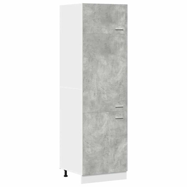 Mobile per Frigo Grigio Cemento 60x57x207 cm Legno Multistrato
