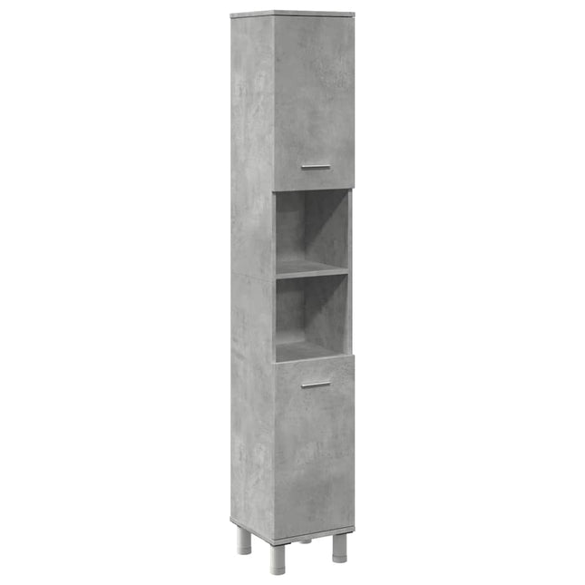 Mobile da Bagno Grigio Cemento 30x30x179 cm Legno Multistrato