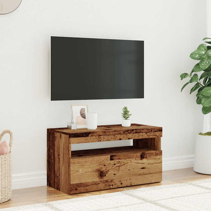 Mobile Porta TV con LED Legno Antico 75x35x40 cm Multistrato