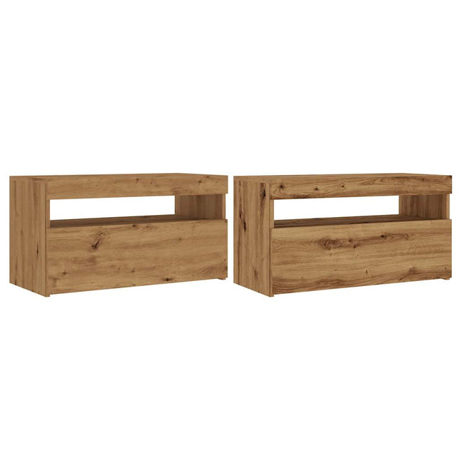 Mobili Porta TV con LED 2 pz Artigianale in Legno Multistrato