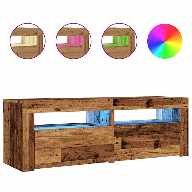 Mobile Porta TV con LED Legno Antico 120x35x40 cm Multistrato
