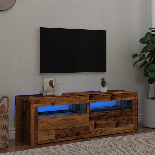 Mobile Porta TV con LED Legno Antico 120x35x40 cm Multistrato