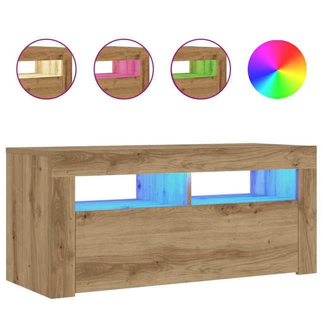 Mobile Porta TV con LED Artigianale 90x35x40 cm Multistrato