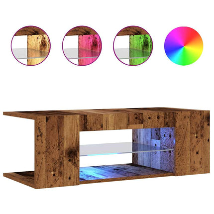 Mobile Porta TV con LED Legno Antico 90x39x30 cm Multistrato