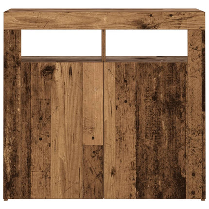Credenza con Luci LED Legno Antico 80x35x75 cm in Truciolato