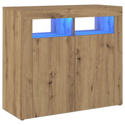 Credenza con Luci LED Artigianale 80x35x75 cm in Truciolato
