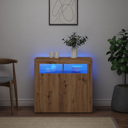 Credenza con Luci LED Artigianale 80x35x75 cm in Truciolato
